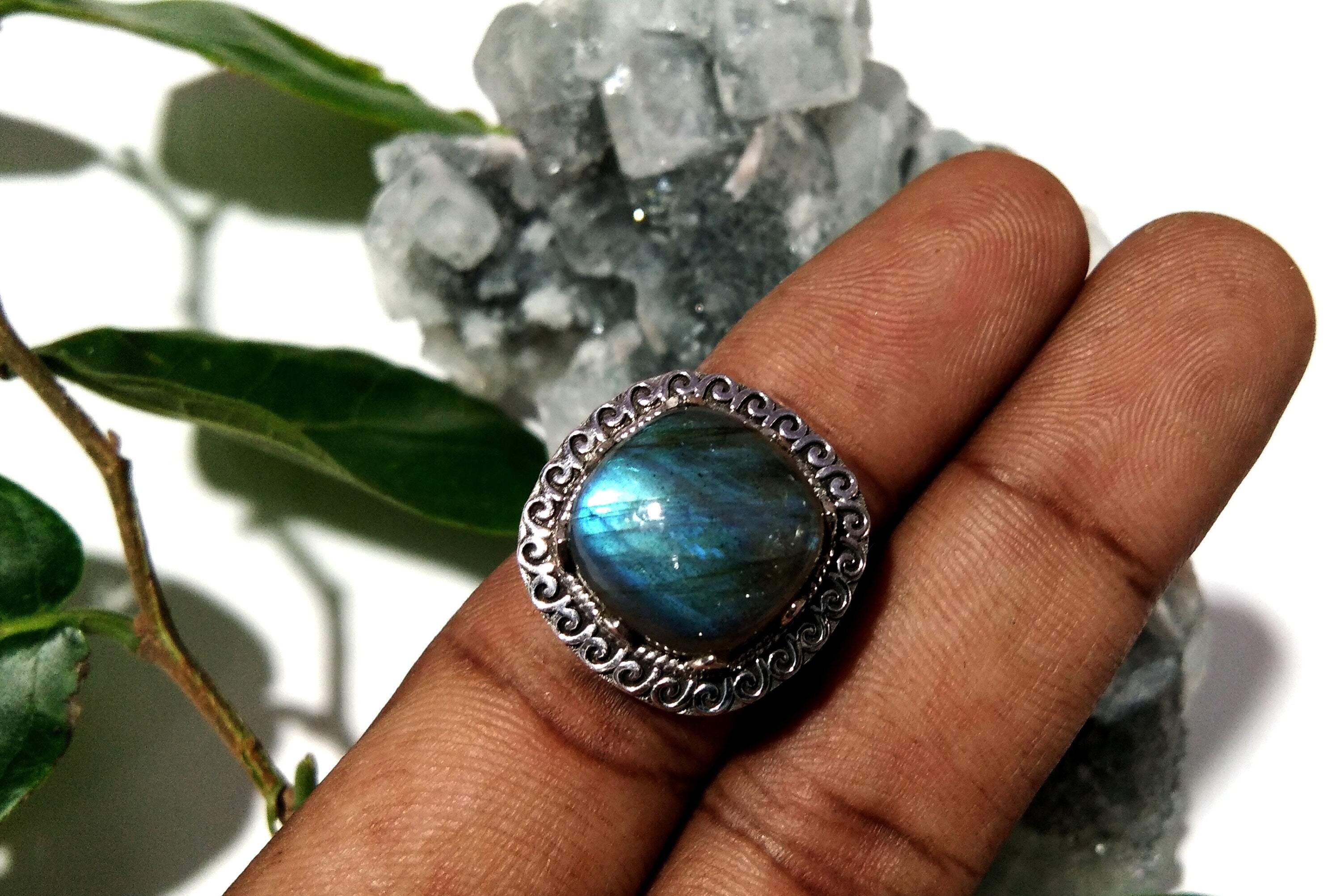 Labradorite Ring, Birthstone Ring, 925 Silver Ring,Statement Ring,Unique Ring,Boho Ring, Fire Labradorite Ring, Exquisite Gift For her.